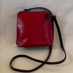 Red Leather Crossbody Bag Vera Pelle Made in Italy